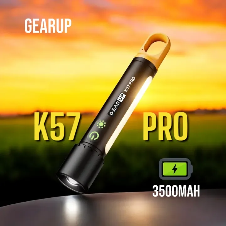GearUP K57 PRO Rechargeable High-Power Flashlight + Large COB Light With 3500mAh Lithium Battery