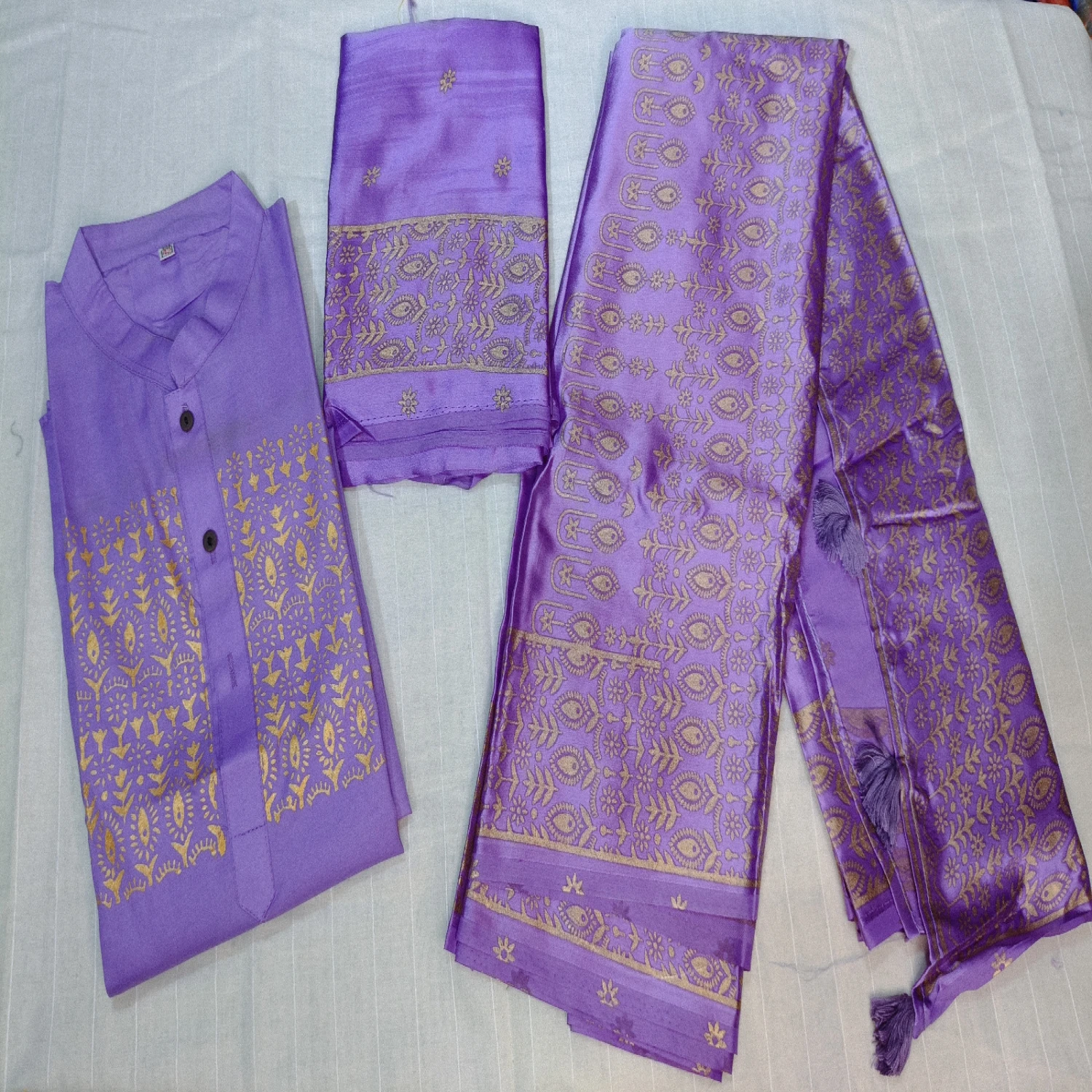 কাপল সেট – জাপানি সিল্ক শাড়ি ও ধুপিয়ান সিল্ক পাঞ্জাবি