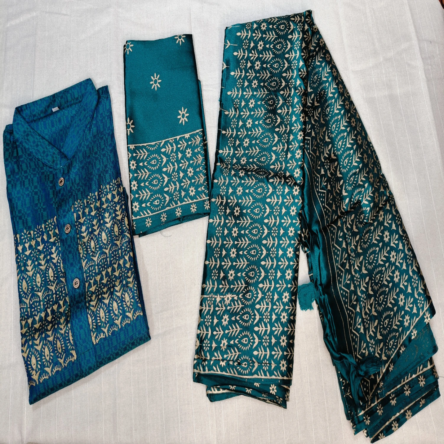 কাপল সেট – জাপানি সিল্ক শাড়ি ও ধুপিয়ান সিল্ক পাঞ্জাবি